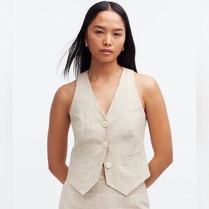 Madewell Linen Vest Top in Plaid